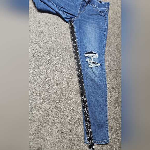 Old Navy Jeans Women Size 14 Distressed Blue Midrise PullOn Jeggings Rockstar - Picture 9 of 13